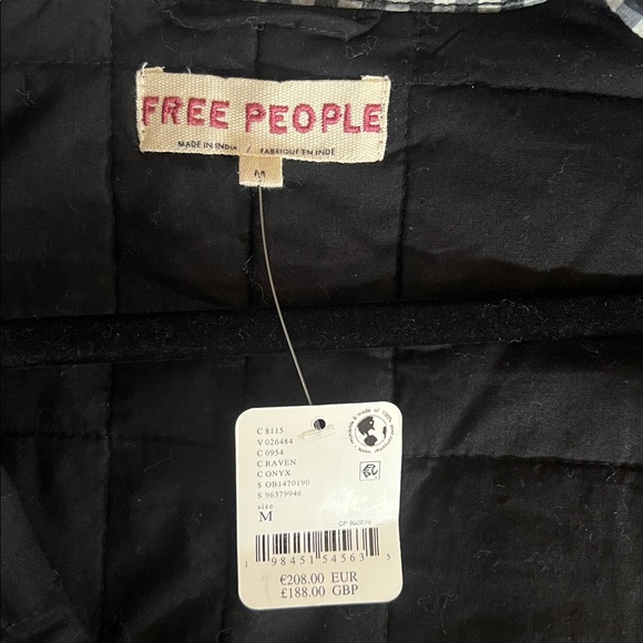 Free People Chloe Gingham Jacket Black White New with Tags - Picture 4 of 8